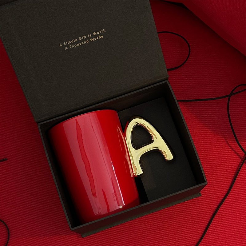 1.0 Letter Mug 手繪金紅陶瓷馬克杯 字母可選-450ml｜15oz