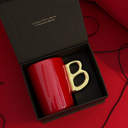 1.0 Letter Mug 手繪金紅陶瓷馬克杯 字母可選-450ml｜15oz