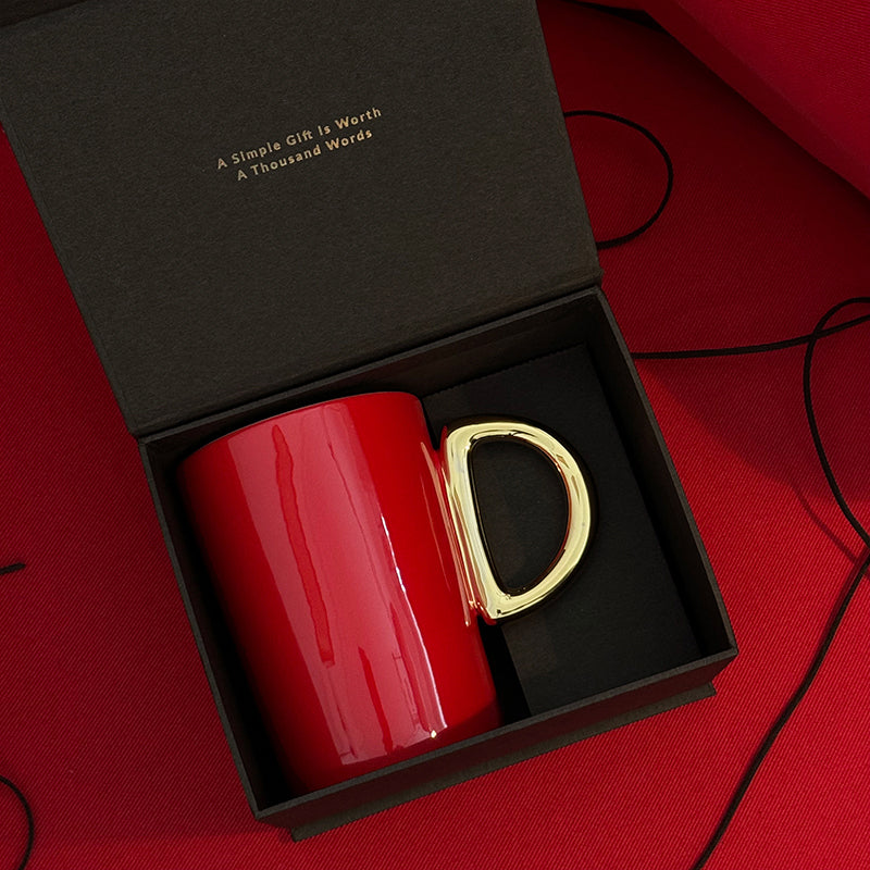 1.0 Letter Mug 手繪金紅陶瓷馬克杯 字母可選-450ml｜15oz