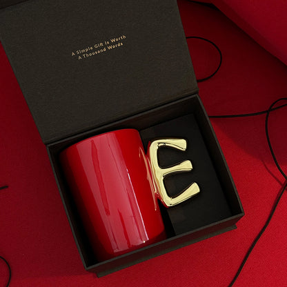 1.0 Letter Mug 手繪金紅陶瓷馬克杯 字母可選-450ml｜15oz