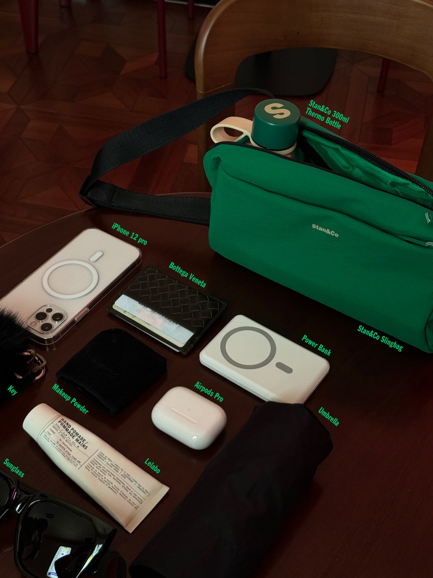 Slingbag 輕便防潑水斜跨包-綠色