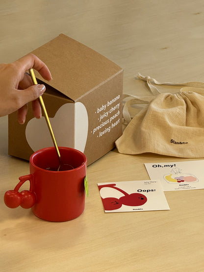 Fruit Friends 櫻桃手柄陶瓷馬克杯-250ml｜8oz