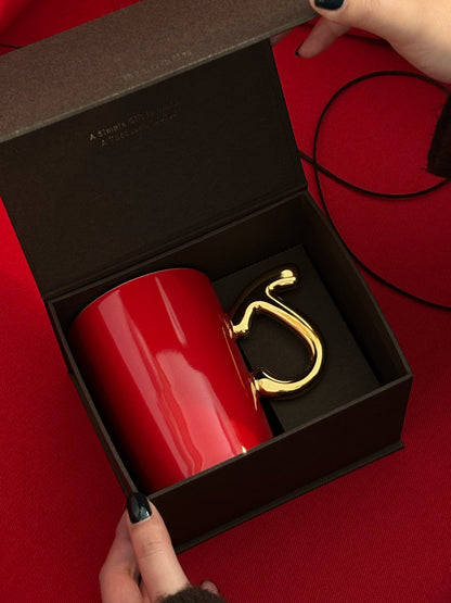 1.0 Letter Mug 手繪金紅陶瓷馬克杯 字母可選-450ml｜15oz