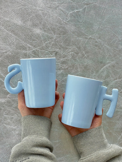 1.0 Letter Mug 手工陶瓷馬克杯 淺藍字母可選-450ml｜15oz