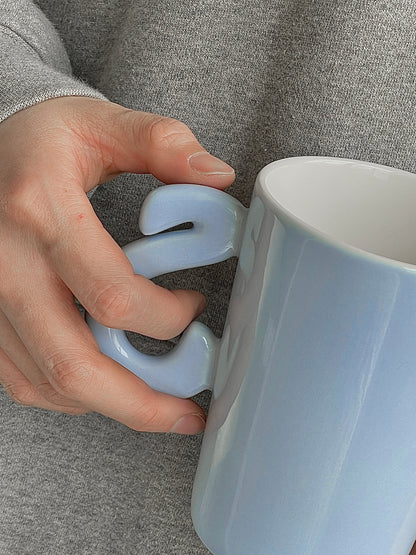 1.0 Letter Mug 手工陶瓷馬克杯 淺藍字母可選-450ml｜15oz