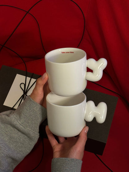 2.0 Letter Mug 胖胖手柄陶瓷馬克對杯禮盒 字母可選-355ml ｜12oz