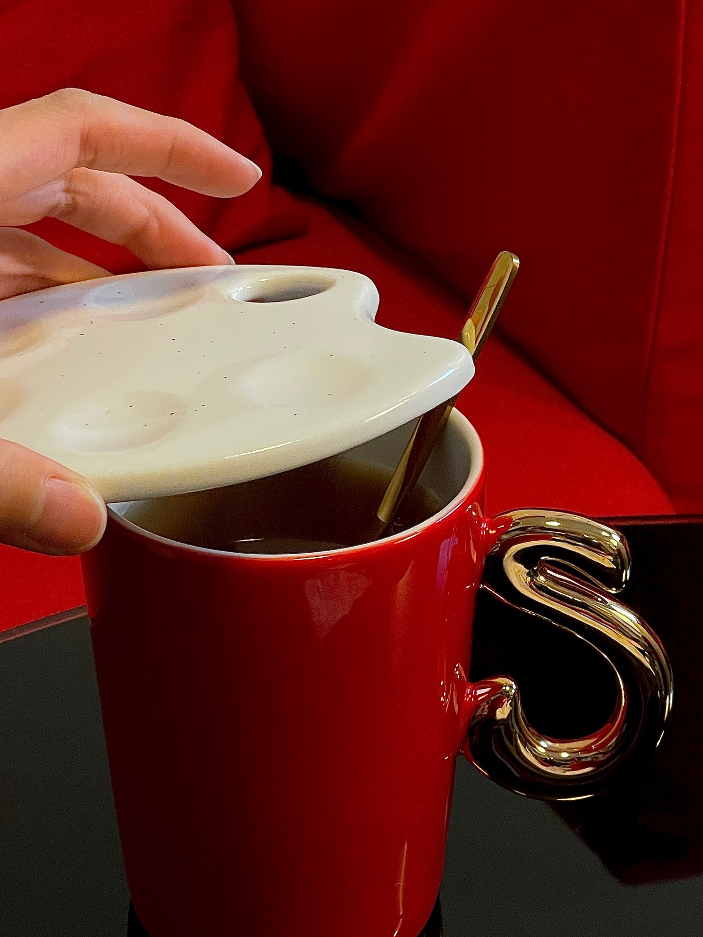 1.0 Letter Mug 手繪金紅陶瓷馬克杯 字母可選-450ml｜15oz