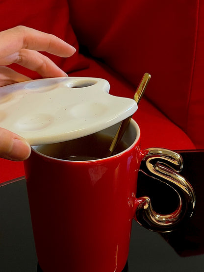 1.0 Letter Mug 手繪金紅陶瓷馬克杯 字母可選-450ml｜15oz