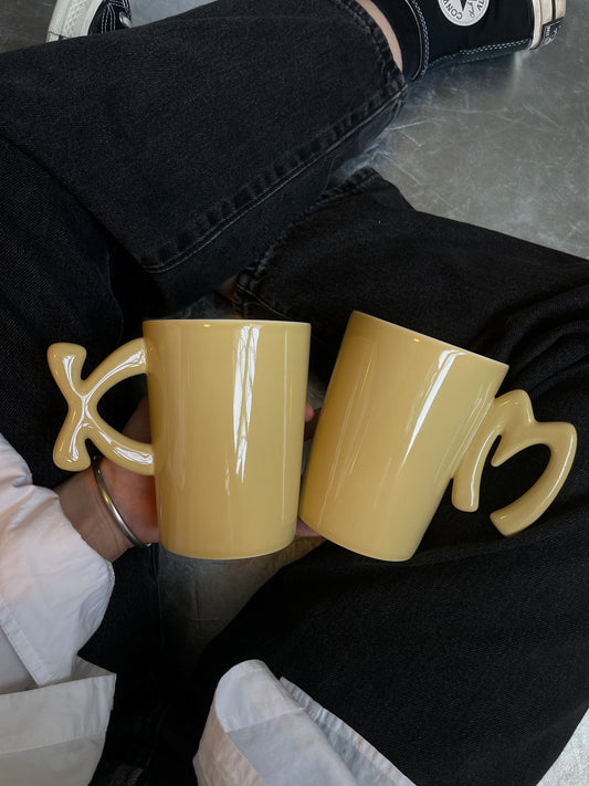 1.0 Letter Mug 手工陶瓷馬克杯 卡其字母可選-450ml｜15oz