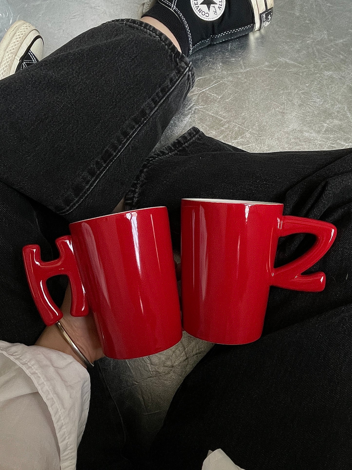 1.0 Letter Mug 手工陶瓷馬克杯 純紅字母可選-450ml｜15oz