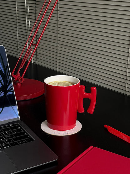 1.0 Letter Mug 手工陶瓷馬克杯 純紅字母可選-450ml｜15oz