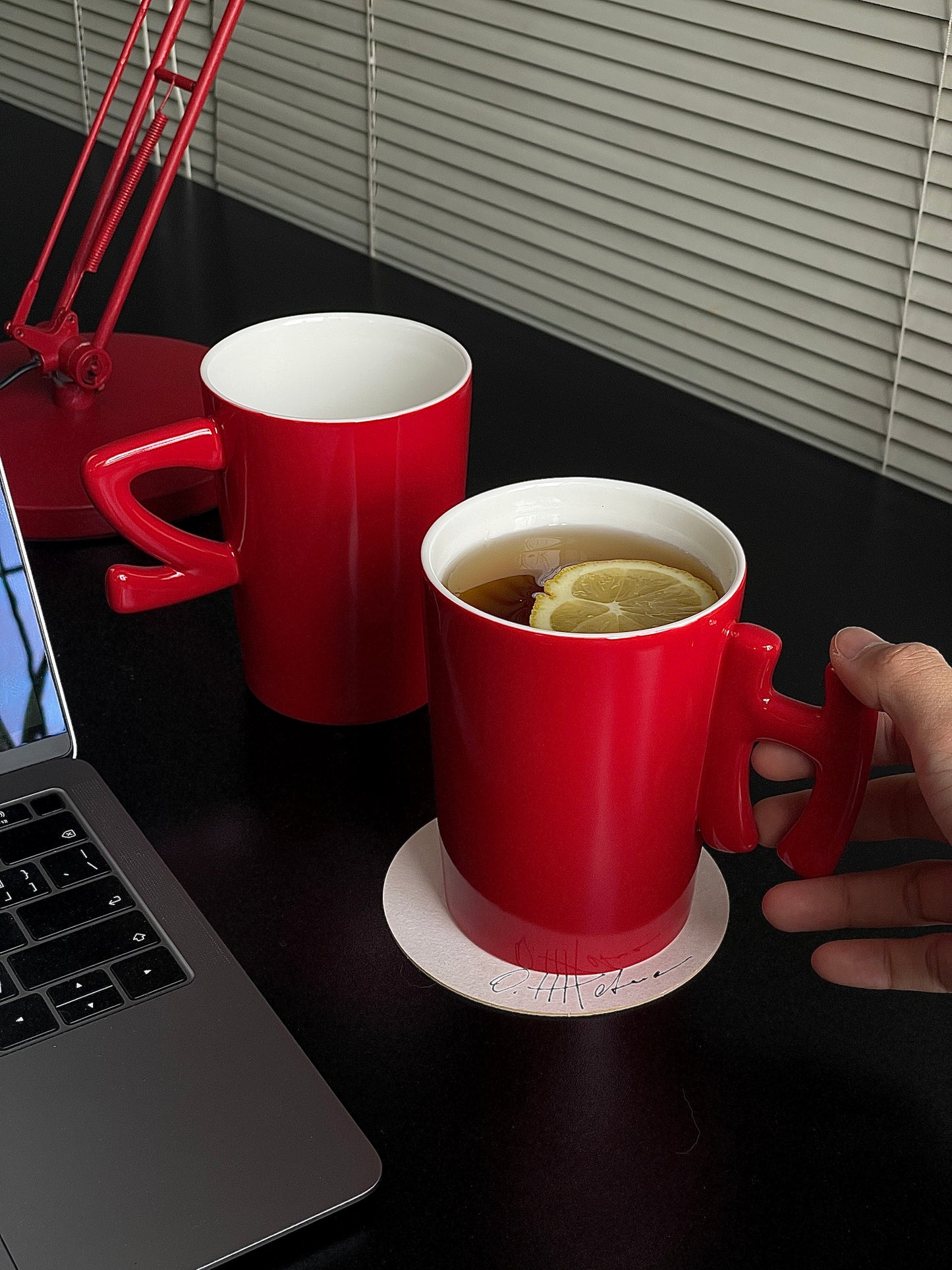 1.0 Letter Mug 手工陶瓷馬克杯 純紅字母可選-450ml｜15oz