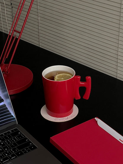 1.0 Letter Mug 手工陶瓷馬克杯 純紅字母可選-450ml｜15oz