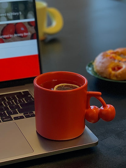 Fruit Friends 櫻桃手柄陶瓷馬克杯-250ml｜8oz