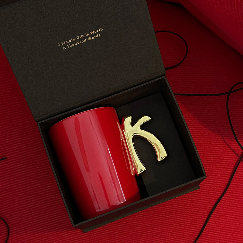 1.0 Letter Mug 手繪金紅陶瓷馬克杯 字母可選-450ml｜15oz