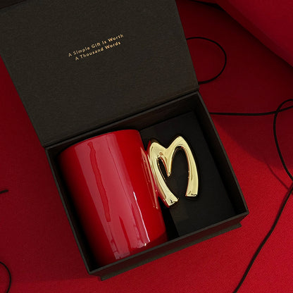 1.0 Letter Mug 手繪金紅陶瓷馬克杯 字母可選-450ml｜15oz