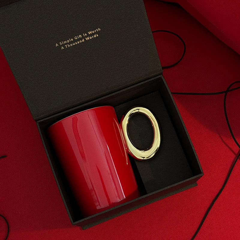 1.0 Letter Mug 手繪金紅陶瓷馬克杯 字母可選-450ml｜15oz