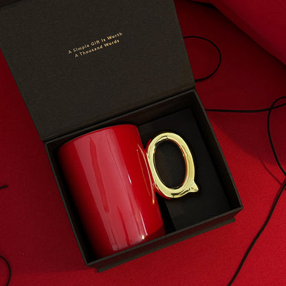 1.0 Letter Mug 手繪金紅陶瓷馬克杯 字母可選-450ml｜15oz