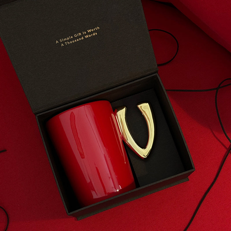 1.0 Letter Mug 手繪金紅陶瓷馬克杯 字母可選-450ml｜15oz