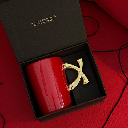 1.0 Letter Mug 手繪金紅陶瓷馬克杯 字母可選-450ml｜15oz