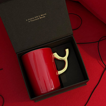 1.0 Letter Mug 手繪金紅陶瓷馬克杯 字母可選-450ml｜15oz